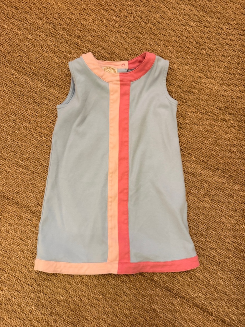 Beaufort Bonnet Company Girls Light Blue Dress with Pink and Peach Trim, size 5T
